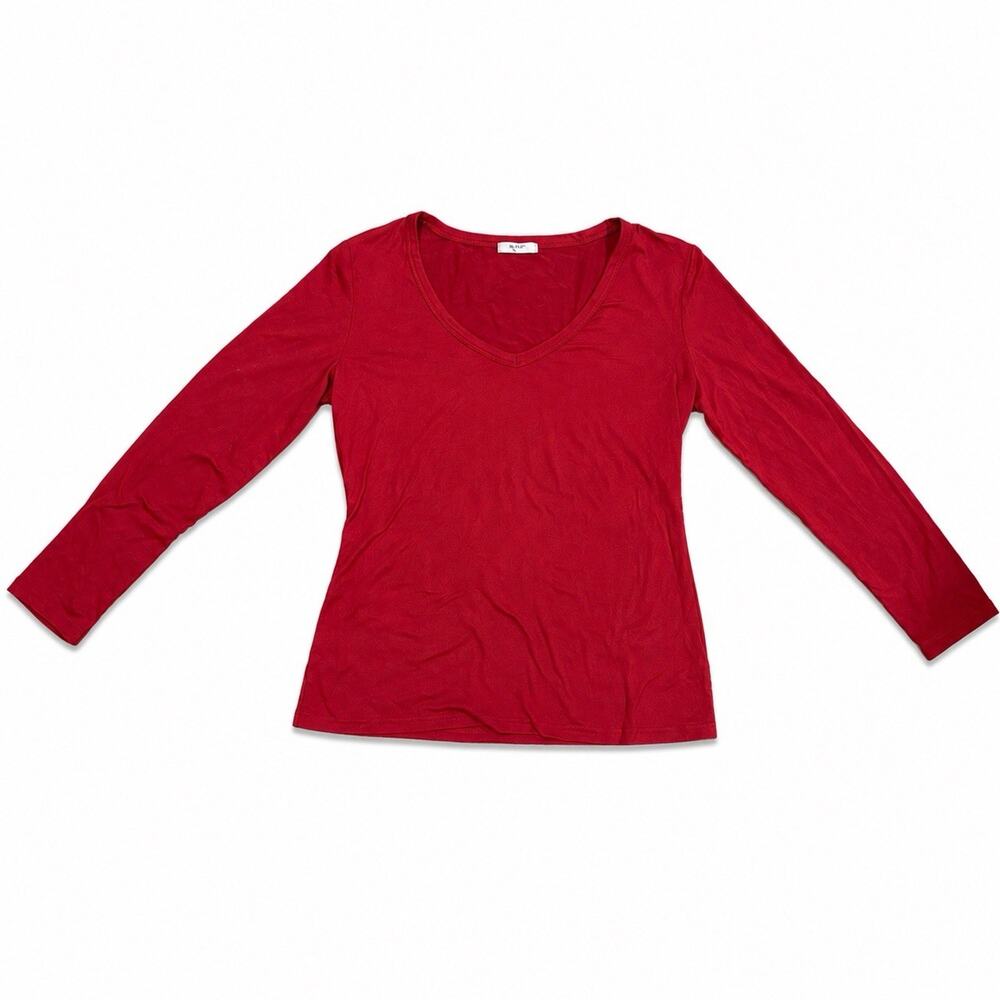 Zeagoo Women’s XL Red Long Sleeve V-Neck Stretch Casual Knit Top Shirt